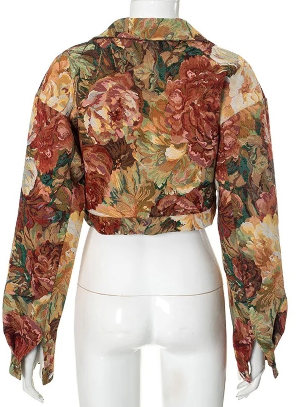 Fashion Nova Floral Woven Tapestry Cropped Jacket NWT XL - Picture 7 of 7